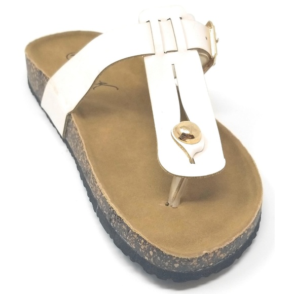 Victoria K Shoes - Women Cushioned Cork Thong Sandals in White